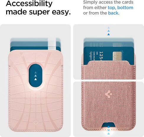 Spigen Magnetic Wallet Card Holder (MagFit) Designed for MagSafe Compatible with iPhone 16, iPhone 15, iPhone 14, iPhone 13, iPhone 12 Models - PU Black (3-Cards) in Kuwait