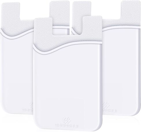 SHANSHUI Card Holder for Phone, Adhesive Phone Wallet Credit ID Business Card Holder Silicone Pocket Stick on Compatible with iPhone & All Smartphones 5 Pack in Kuwait