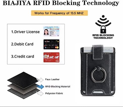 2Pcs RFID Phone Wallet Stick on Back of Phone Card Holder with Ring | Gold+Rosegold Glitter Sticky Phone Wallet for Credit Card/IDs/Pocket, Adhesive Phone Card Holder for iPhone, Videos in Kuwait