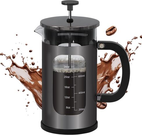 Panana 34 Ounce 1 Liter French Press Coffee Maker, Heat Resistant Borosilicate Glass Coffee Press, Cold Brew Coffee Pot Tea Press for Kitchen, Stainless Steel (Dark Pewter) in Saudi Arabia