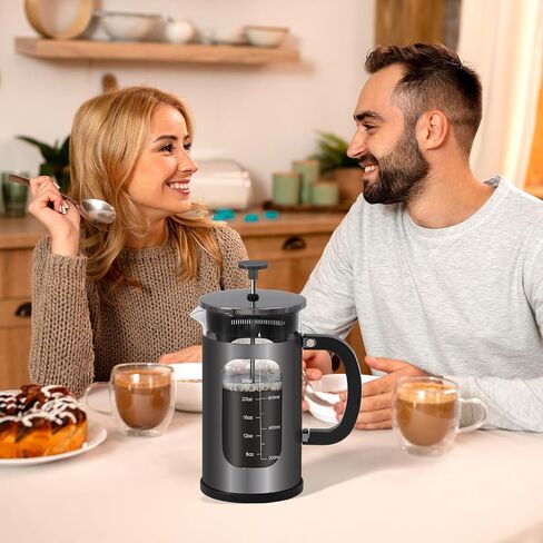 Panana 34 Ounce 1 Liter French Press Coffee Maker, Heat Resistant Borosilicate Glass Coffee Press, Cold Brew Coffee Pot Tea Press for Kitchen, Stainless Steel (Dark Pewter) in Saudi Arabia