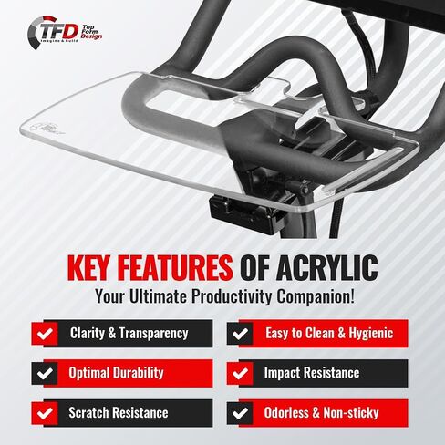 TFD The TrayV2 | Improved V2 Tray for Peloton Bike (orginals) - Work & Ride with Your Phone, Laptop, Book or Tablet (Black) (Tray V2, Acrylic Clear) in Saudi Arabia
