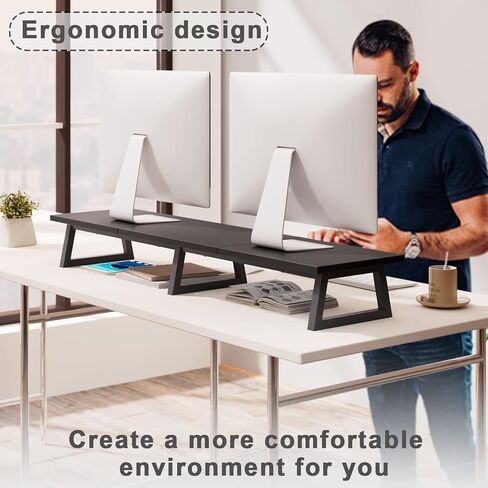 TEAMIX 42 inch Large Dual Monitor Stand Riser,TV Riser,Desk Shelf Organizer in Saudi Arabia