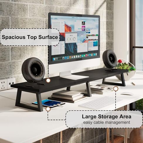 TEAMIX 42 inch Large Dual Monitor Stand Riser,TV Riser,Desk Shelf Organizer in Saudi Arabia