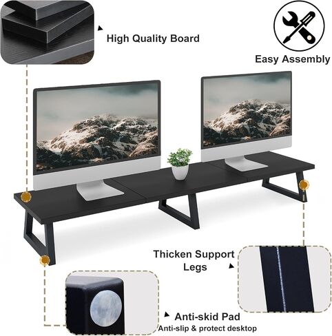 TEAMIX 42 inch Large Dual Monitor Stand Riser,TV Riser,Desk Shelf Organizer in Saudi Arabia