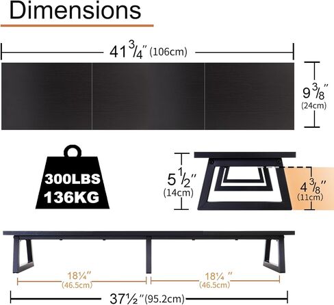 TEAMIX 42 inch Large Dual Monitor Stand Riser,TV Riser,Desk Shelf Organizer in Saudi Arabia