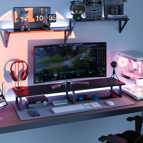 TEAMIX 42 inch Large Dual Monitor Stand Riser,TV Riser,Desk Shelf Organizer in Saudi Arabia