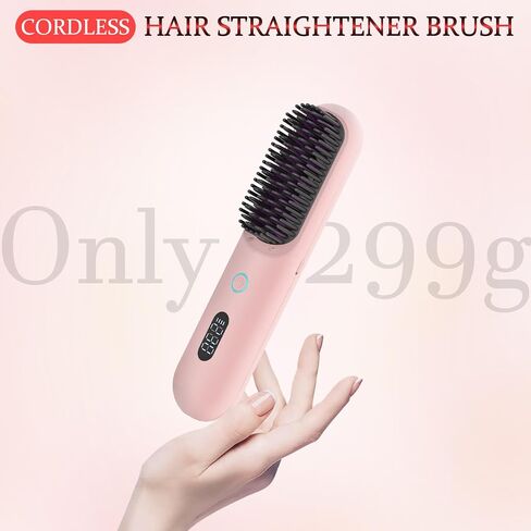 Cordless Hair Straightener Brush Portable Straightener Styling Comb for Travel Mini Lightweight 9600mAh Battery, 9 Temp Settings & Anti-Scald in Saudi Arabia