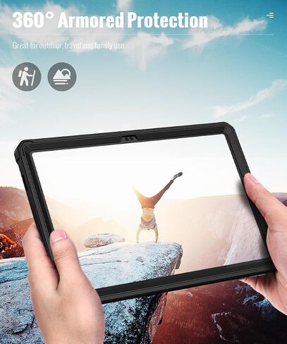 حافظة MoKo تناسب Galaxy Tab A9 Plus 11 بوصة 2023 (SM-X210/X216/X218)، غطاء خلفي متين مقاوم للصدمات لكامل الجسم وواقي شاشة مدمج يناسب Galaxy Tab A9+ 11 بوصة 2023، أسود in Saudi Arabia