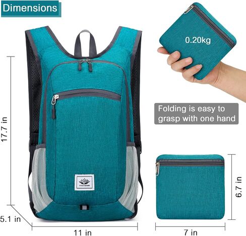 Esup 15L حقيبة ظهر خفيفة الوزن للمشي لمسافات طويلة قابلة للطي صغيرة للسفر حقيبة ظهر للتخييم للنساء والرجال (أسود) in Kuwait