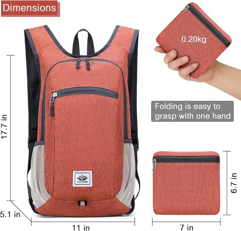 Esup 15L Lightweight Hiking Backpack Foldable Small Travel Backpack Packable Camping Backpack for Women Men (Black) in Saudi Arabia