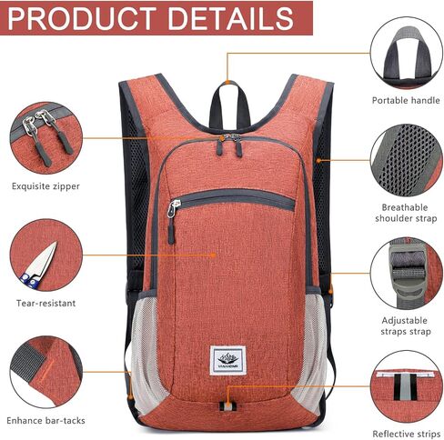 Esup 15L Lightweight Hiking Backpack Foldable Small Travel Backpack Packable Camping Backpack for Women Men (Black) in Saudi Arabia