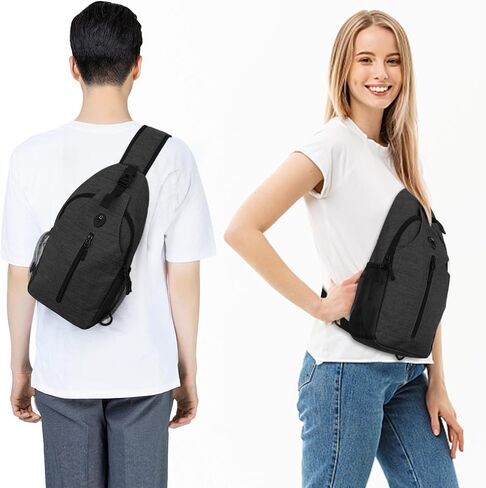 Sling-Bag Crossbody-Bag Women-Men Backpack-Daypack - Hiking Chest Travel with Water Bottle Pocket Portable Hiking Daypacks For Women Black in Saudi Arabia