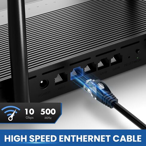 Cat6 Ethernet Cable, 15 Feet (10 Pack) LAN, utp Cat 6, RJ45, Network Cord, Patch, Internet Cable - 15 ft - Black in Saudi Arabia