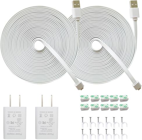 20FT Power Extension Cable Charger for Wyze Cam V3/V4/OG/V3 Pro, Arlo Essential, Eufy, SimpliSafe, Kasa,Blink Mini Pan(Not for Wyze Pan v3),Weatherproof Power Cord with Adapter for Security Cam 2Pack in Saudi Arabia