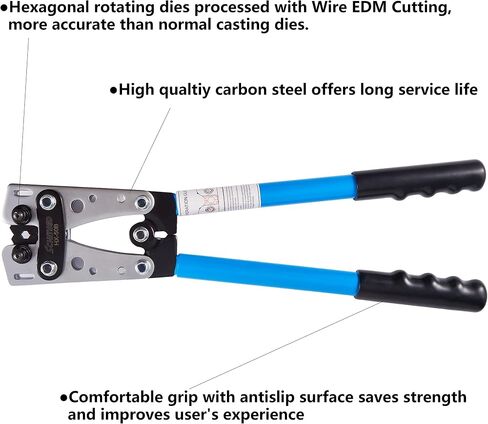 Battery Cable Lug Crimper Tool 6-50mm.square, Wire Crimping Tool, Pliers, Hexagoal AWG 8-1/0 Blue HX-50B in Saudi Arabia