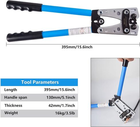 Battery Cable Lug Crimper Tool 6-50mm.square, Wire Crimping Tool, Pliers, Hexagoal AWG 8-1/0 Blue HX-50B in Saudi Arabia