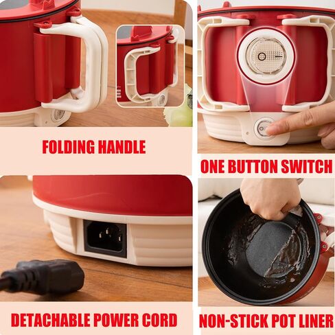 Hot Pot Electric Ramen Cooker Mini Instant Non-stick Pot with Over-Heating Protection Dry Burning Protection Easy Clean 1.5L 600W Ideal for Steak, Egg, Fried Rice, Ramen, Oatmeal, Soup in Kuwait
