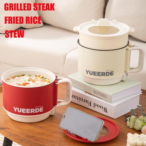 Hot Pot Electric Ramen Cooker Mini Instant Non-stick Pot with Over-Heating Protection Dry Burning Protection Easy Clean 1.5L 600W Ideal for Steak, Egg, Fried Rice, Ramen, Oatmeal, Soup in Kuwait