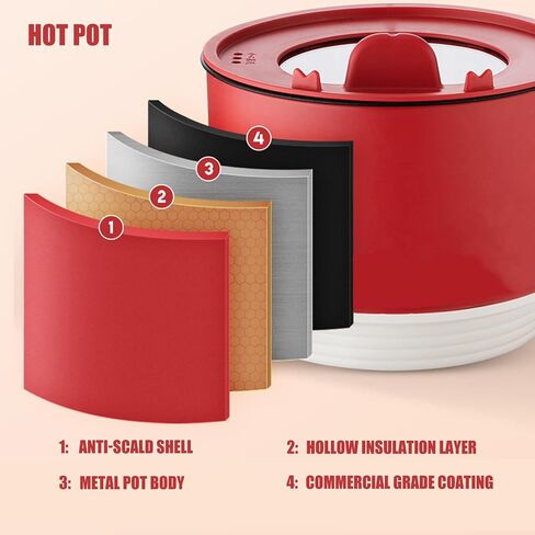 Hot Pot Electric Ramen Cooker Mini Instant Non-stick Pot with Over-Heating Protection Dry Burning Protection Easy Clean 1.5L 600W Ideal for Steak, Egg, Fried Rice, Ramen, Oatmeal, Soup in Kuwait
