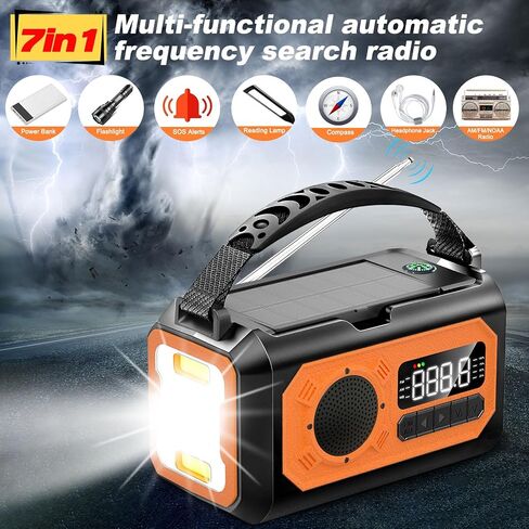 44400mWh/12000mAh Emergency Radio, Hand Crank Radio, Portable Solar Radio AM/FM/NOAA Weather Radio with 2 Solar Panels,3 Charging Methods,SOS Alarm,Flashlight,Phone Charger,Compass,Reading Lamp in Saudi Arabia