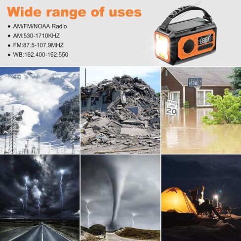 44400mWh/12000mAh Emergency Radio, Hand Crank Radio, Portable Solar Radio AM/FM/NOAA Weather Radio with 2 Solar Panels,3 Charging Methods,SOS Alarm,Flashlight,Phone Charger,Compass,Reading Lamp in Saudi Arabia
