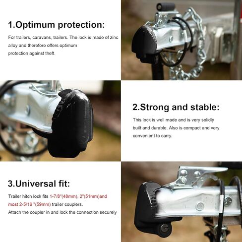 Trailer Hitch Lock, Universal Size Fit 1-7/8", 2",2-5/16" or 48mm, 51mm,and 59mm Couplers, Zinc Alloy, for Vehicles, Trailers,RVs(Yellow) in Saudi Arabia