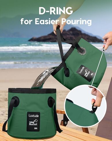 Collapsible Bucket with Handle, Portable 5 Gallon Bucket for Camping, Fishing, Beach, Gardening, RV & Outdoor Emergency, Heavy-Duty & Ultra Lightweight Water Storage Container in Kuwait