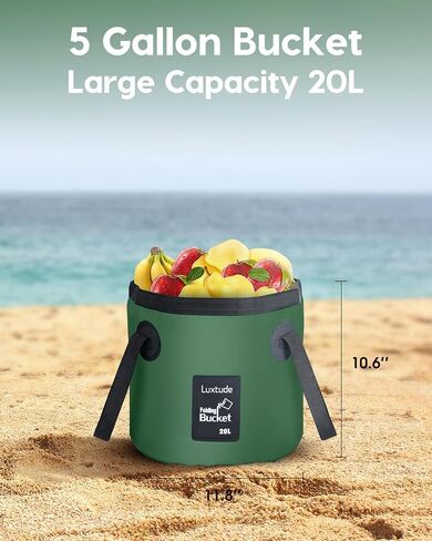 Collapsible Bucket with Handle, Portable 5 Gallon Bucket for Camping, Fishing, Beach, Gardening, RV & Outdoor Emergency, Heavy-Duty & Ultra Lightweight Water Storage Container in Kuwait