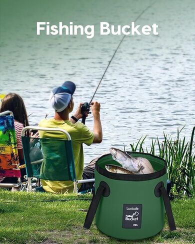 Collapsible Bucket with Handle, Portable 5 Gallon Bucket for Camping, Fishing, Beach, Gardening, RV & Outdoor Emergency, Heavy-Duty & Ultra Lightweight Water Storage Container in Kuwait