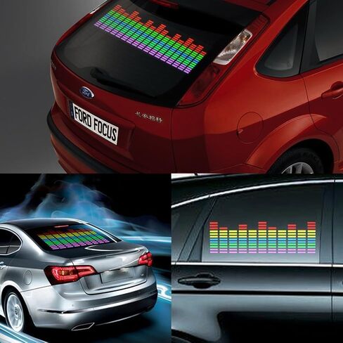 DIYAH Auto Sound Music Beat Activated Car Stickers Equalizer Glow LED Light Audio Voice Rhythm Lamp 70cm X 16cm / 27.5in X 6.3in (Multi Color) in Saudi Arabia