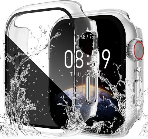 حافظة حماية للخصوصية من Wepro مكونة من قطعتين لواقي شاشة Apple Watch، حافظة صلبة مقاومة للماء من البولي كربونات مع غطاء واقٍ من الزجاج المقوى 9H، مصد حماية رفيع للغاية لسلسلة iWatch 6/5/4/SE/SE2، شفاف 44 ملم in Kuwait