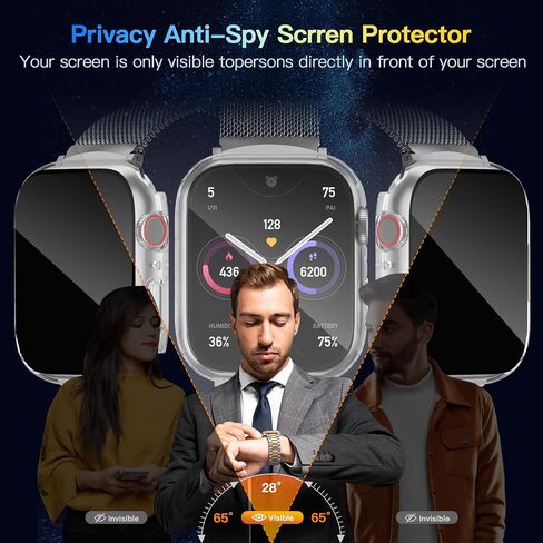 حافظة حماية للخصوصية من Wepro مكونة من قطعتين لواقي شاشة Apple Watch، حافظة صلبة مقاومة للماء من البولي كربونات مع غطاء واقٍ من الزجاج المقوى 9H، مصد حماية رفيع للغاية لسلسلة iWatch 6/5/4/SE/SE2، شفاف 44 ملم in Kuwait