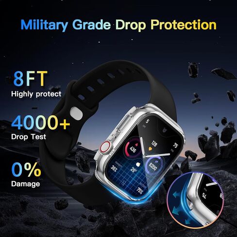 حافظة حماية للخصوصية من Wepro مكونة من قطعتين لواقي شاشة Apple Watch، حافظة صلبة مقاومة للماء من البولي كربونات مع غطاء واقٍ من الزجاج المقوى 9H، مصد حماية رفيع للغاية لسلسلة iWatch 6/5/4/SE/SE2، شفاف 44 ملم in Kuwait