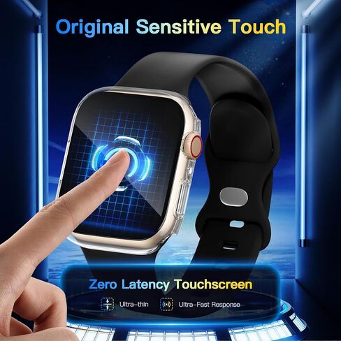 حافظة حماية للخصوصية من Wepro مكونة من قطعتين لواقي شاشة Apple Watch، حافظة صلبة مقاومة للماء من البولي كربونات مع غطاء واقٍ من الزجاج المقوى 9H، مصد حماية رفيع للغاية لسلسلة iWatch 6/5/4/SE/SE2، شفاف 44 ملم in Kuwait