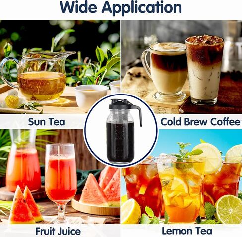 Cold Brew Coffee Maker, 64oz Mason Jar Pitcher with Durabel Glass & Stainless Steel Mesh Filter, Leak-Proof Glass Pither with Pour Spout Lid in Saudi Arabia
