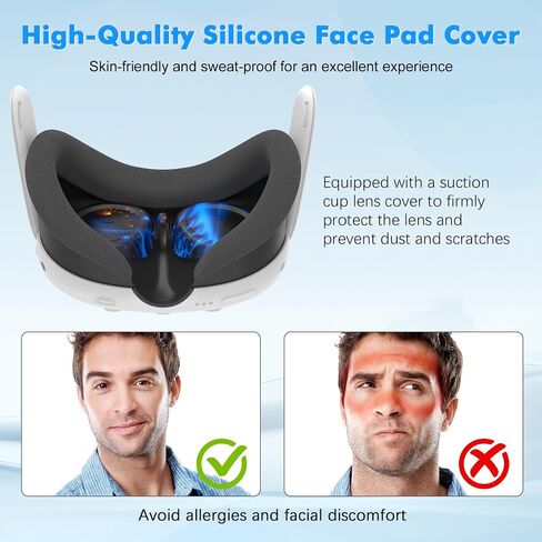 Tyasoleil VR Silicone Case for Meta Quest 3, Design Upgraded Accessories for Oculus Quest 3, Face Cover, Controller Grips, Shell Cover, Lens Cover, Disposable Eye Cover (Aurora Blue) in Kuwait