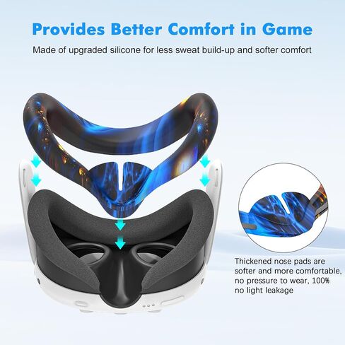 Tyasoleil VR Silicone Case for Meta Quest 3, Design Upgraded Accessories for Oculus Quest 3, Face Cover, Controller Grips, Shell Cover, Lens Cover, Disposable Eye Cover (Aurora Blue) in Kuwait