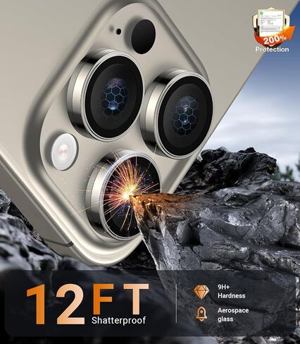 for iPhone 16 Pro Max/16 Pro Camera Lens Protector, Military Grade Shatterproof & Longest Durable, iPhone 16 Pro/16 Pro Max Camera Protector Cover 9H Tempered Glass, Natural Titanium in Saudi Arabia