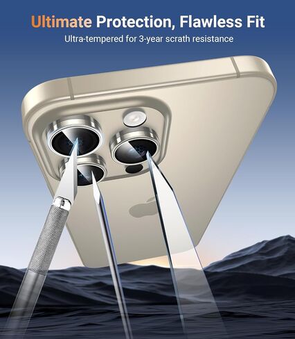 for iPhone 16 Pro Max/16 Pro Camera Lens Protector, Military Grade Shatterproof & Longest Durable, iPhone 16 Pro/16 Pro Max Camera Protector Cover 9H Tempered Glass, Natural Titanium in Saudi Arabia