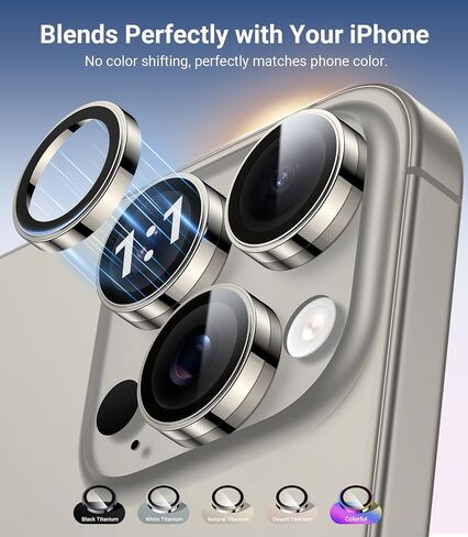 for iPhone 16 Pro Max/16 Pro Camera Lens Protector, Military Grade Shatterproof & Longest Durable, iPhone 16 Pro/16 Pro Max Camera Protector Cover 9H Tempered Glass, Natural Titanium in Saudi Arabia
