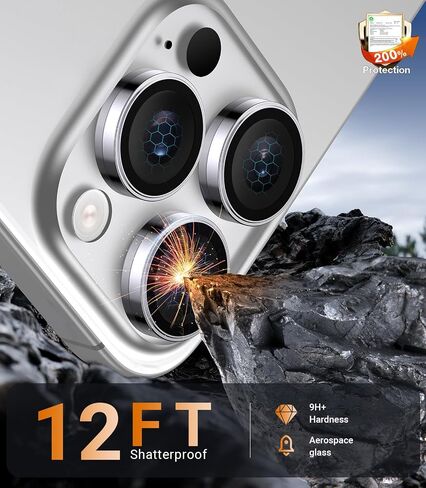 for iPhone 16 Pro Max/16 Pro Camera Lens Protector, Military Grade Shatterproof & Longest Durable, iPhone 16 Pro/16 Pro Max Camera Protector Cover 9H Tempered Glass, Natural Titanium in Saudi Arabia