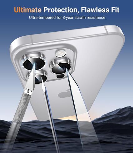 for iPhone 16 Pro Max/16 Pro Camera Lens Protector, Military Grade Shatterproof & Longest Durable, iPhone 16 Pro/16 Pro Max Camera Protector Cover 9H Tempered Glass, Natural Titanium in Saudi Arabia