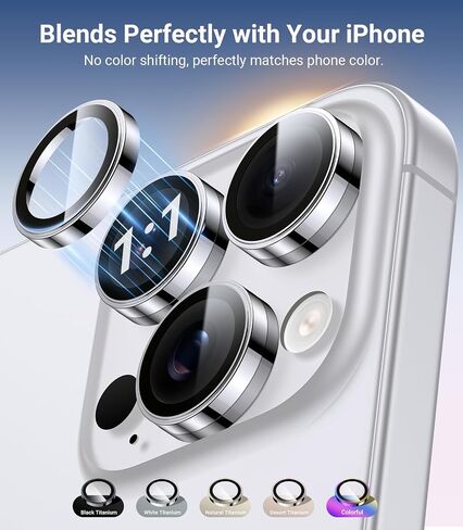 for iPhone 16 Pro Max/16 Pro Camera Lens Protector, Military Grade Shatterproof & Longest Durable, iPhone 16 Pro/16 Pro Max Camera Protector Cover 9H Tempered Glass, Natural Titanium in Saudi Arabia