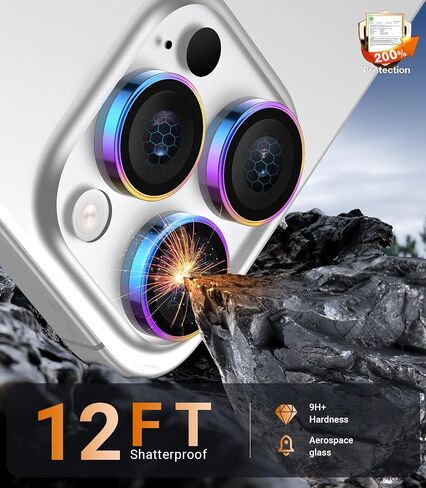 for iPhone 16 Pro Max/16 Pro Camera Lens Protector, Military Grade Shatterproof & Longest Durable, iPhone 16 Pro/16 Pro Max Camera Protector Cover 9H Tempered Glass, Natural Titanium in Saudi Arabia