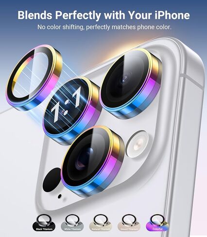 for iPhone 16 Pro Max/16 Pro Camera Lens Protector, Military Grade Shatterproof & Longest Durable, iPhone 16 Pro/16 Pro Max Camera Protector Cover 9H Tempered Glass, Natural Titanium in Saudi Arabia