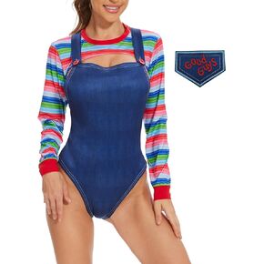 Halloween 4 Pcs Costume Set for Women Rainbow Stripe Long Sleeve Shirt and Shorts Set
