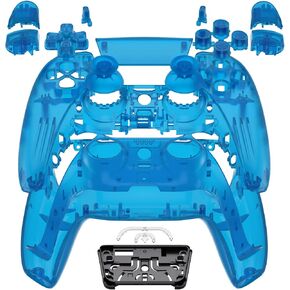 eXtremeRate Full Set Shell with Buttons Touchpad Cover, Clear Custom Replacement Decorative Trim Shell Front Back Plates Compatible with p s 5 Controller BDM-030 BDM-040 BDM-050