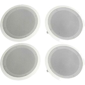 Pyle Home PDIC Series 8 Inch 250 Watts 4.8 Ohms Round Flush Mount Wall and Ceiling Home Speakers with Directable 5 Inch Polymer Dome Tweeter, (4 Pack)