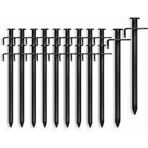 Cheardia 20 Pack Tent Stakes Heavy Duty, 7.8 Inch Outdoor Camping Pegs Stakes Black Metal Ground Stakes Spikes for Tent Tarp Canopy Unbreakable and Inflexible